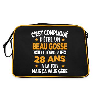 Beau gosse et d'avoir 28 ans Cadeau d'anniversaire - Sac Retro - noir/or - Dos