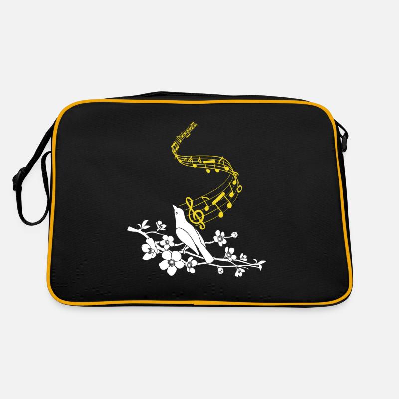 Notes de musique Oiseau chanteur mignon - Sac Retro - noir/or