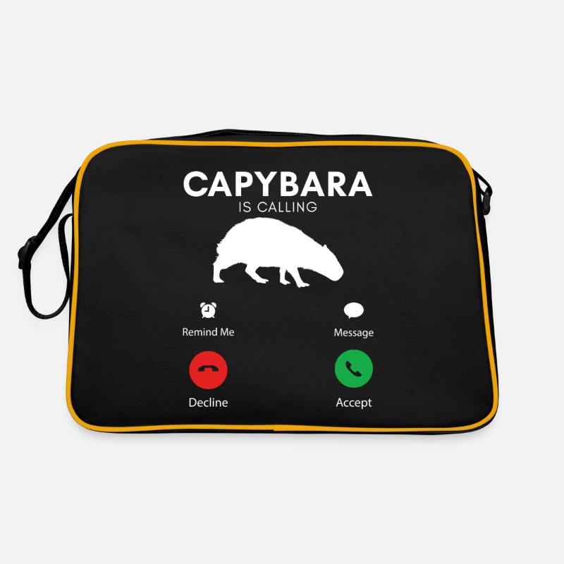 Funny Capybara Humorous Capybaras - Retro Bag - black/gold