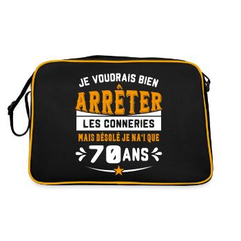 Je Voudrais Bien 70 Ans Humour Cadeau - Sac Retro - noir/or - Dos