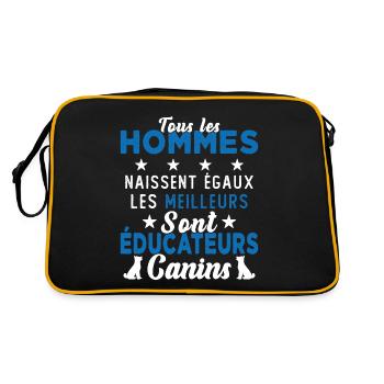 Homme Educateur Canin Chien Chiot Cadeau - Sac Retro - noir/or - Dos