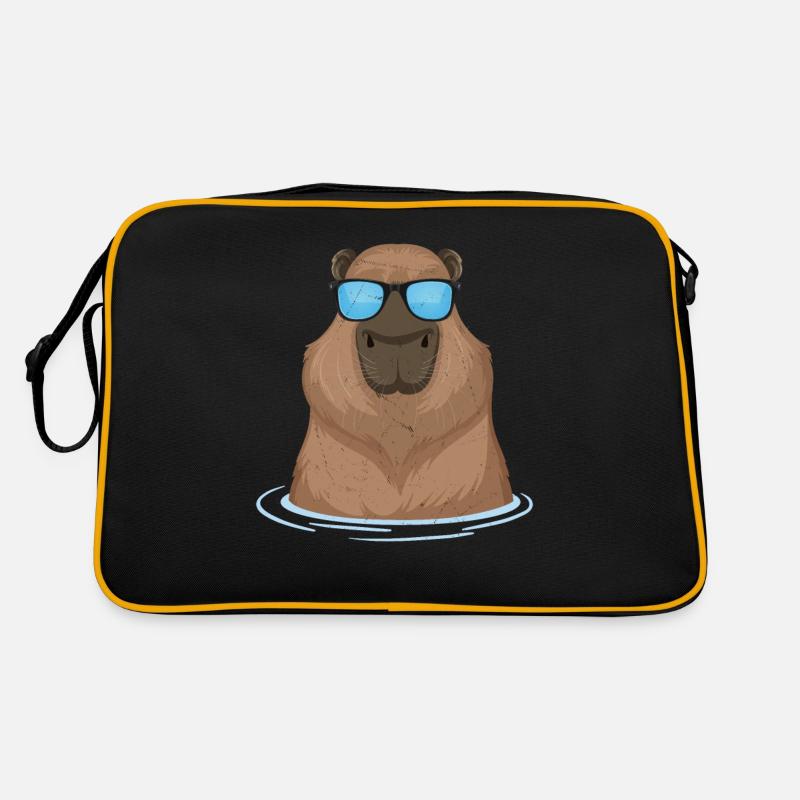 Cool Capybara Sonnenbrille Nagetier Capybaras - Retro Tasche - Schwarz/Gold