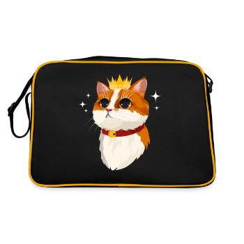 Katzenkrone Mädchen Frauen Niedlich Feline - Retro Tasche - Schwarz/Gold - Hinten