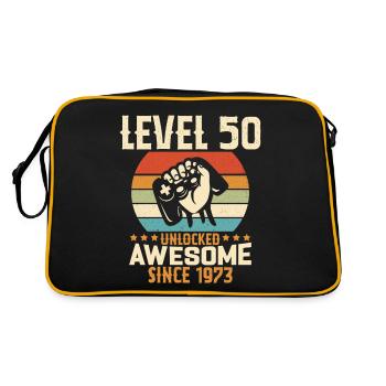Level 50 Jahre Gaming-Geburtstagsgeschenk freischalten - Retro Tasche - Schwarz/Gold - Hinten
