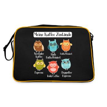Kaffee Damen Eulen Kaffeeliebhaber Frauen - Retro Tasche - Schwarz/Gold - Hinten