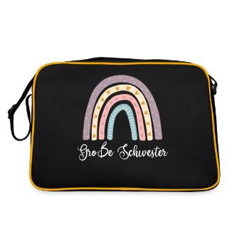 Große Schwester Regenbogen - Retro Tasche - Schwarz/Gold - Hinten