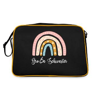Große Schwester Regenbogen - Retro Tasche - Schwarz/Gold - Hinten