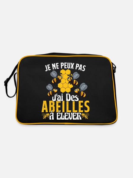 Je Peux Pas J'ai Des Abeilles À Élever - Sac Retro - noir/or - Dos