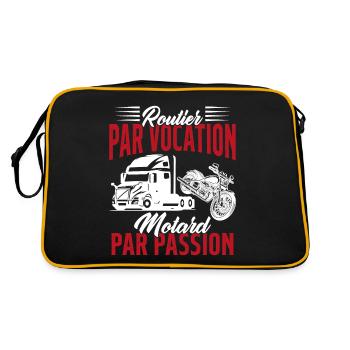 Routier Par Vocation Motard Par Passion Humour - Sac Retro - noir/or - Dos