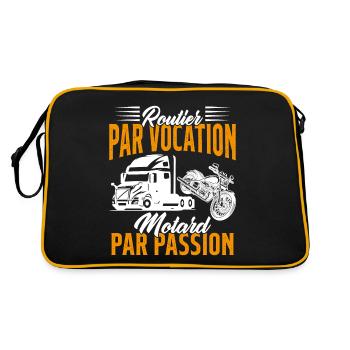 Routier Par Vocation Motard Par Passion Humour - Sac Retro - noir/or - Dos