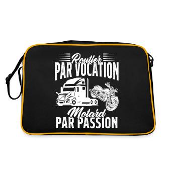Routier Par Vocation Motard Par Passion Humour - Sac Retro - noir/or - Dos