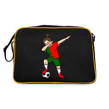 Dabbing Joueur de Football Fille Portugal Football - Sac Retro - noir/or - Dos