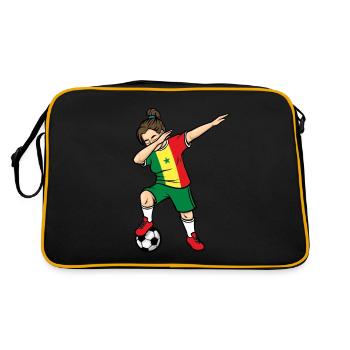 Dabbing Soccer Player Girl Senegal Soccer - Retro Bag - black/gold - Back
