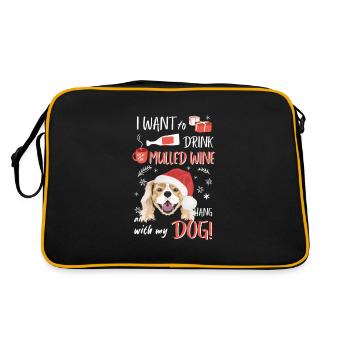 King Charles Spaniel Vin chaud Noël - Sac Retro - noir/or - Dos