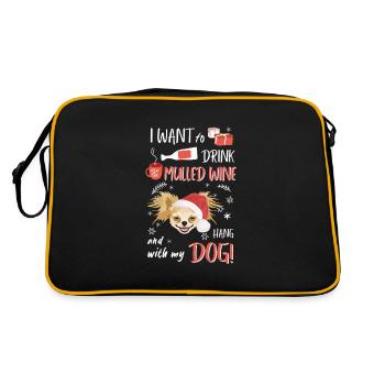 Chihuahua vin chaud Noël - Sac Retro - noir/or - Dos