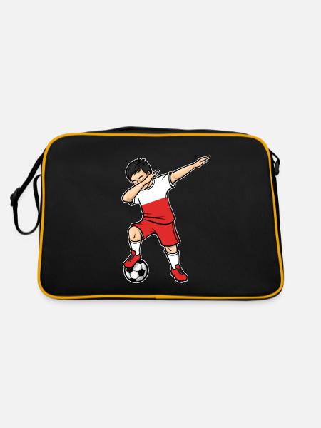 Dabbing Football Player Young Poland Football - Retro Bag - black/gold - Back