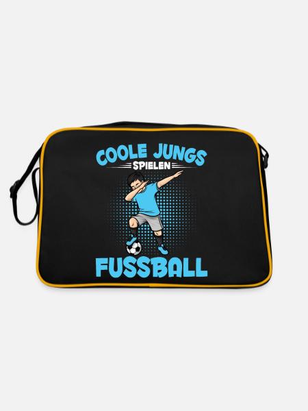 Dabbing Fußballspieler Jungs Fußballer - Retro Tasche - Schwarz/Gold - Hinten