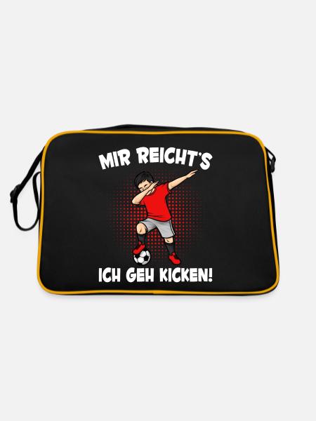 Jungs Fußballspieler Mir Reicht's Fußball - Retro Tasche - Schwarz/Gold - Hinten