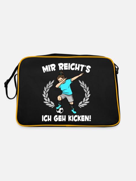 Mädchen Fußballspieler Mir Reicht's Fußball - Retro Tasche - Schwarz/Gold - Hinten