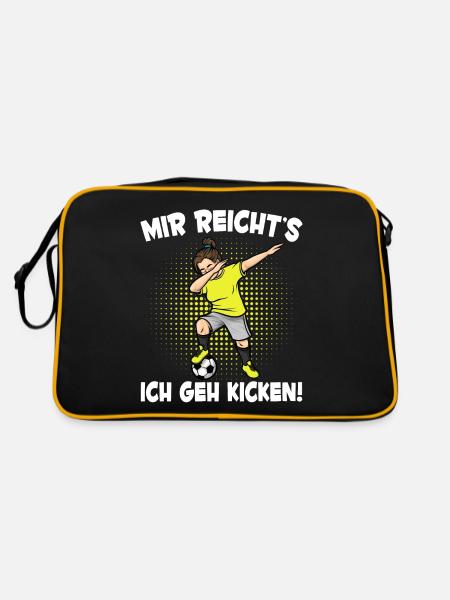 Mädchen Fußballspielerin Mir Reicht's Fußball - Retro Tasche - Schwarz/Gold - Hinten