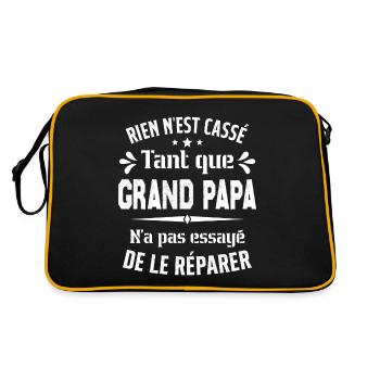 Rien n'est cassé tant que Grand Papa le réparer - Sac Retro - noir/or - Dos