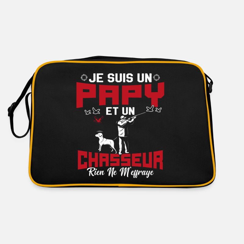 Papy et Chasseur Humour Cadeau - Sac Retro - noir/or