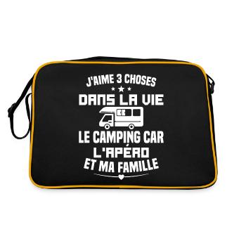 le camping car l'apéro et ma famille Humour Cadeau - Sac Retro - noir/or - Dos