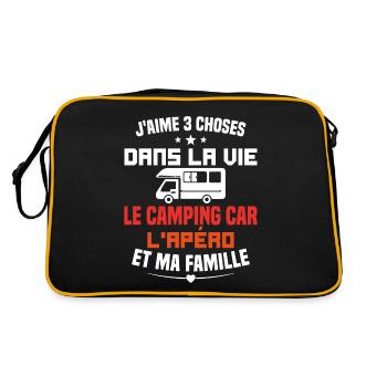 le camping car l'apéro et ma famille Humour Cadeau - Sac Retro - noir/or - Dos
