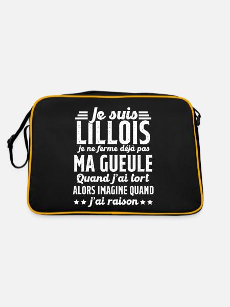 Lillois je ferme pas ma gueule cadeau Lille humour - Sac Retro - noir/or - Dos