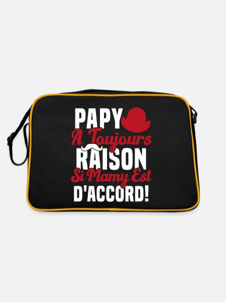 Papy A Toujours Raison Drôle Grand Père Humour - Sac Retro - noir/or - Dos