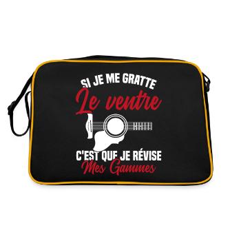 Si je me gratte le ventre humour guitariste - Sac Retro - noir/or - Dos