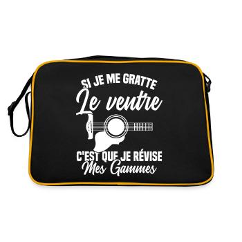 Si je me gratte le ventre humour guitariste - Sac Retro - noir/or - Dos