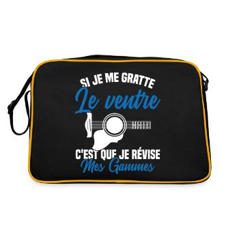Si je me gratte le ventre humour guitariste - Sac Retro - noir/or - Dos