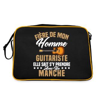 Fier de ma femme guitariste manche - Sac Retro - noir/or - Dos