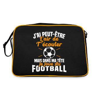 Dans matête je joue au football Cadeau Humour Foot - Sac Retro - noir/or - Dos