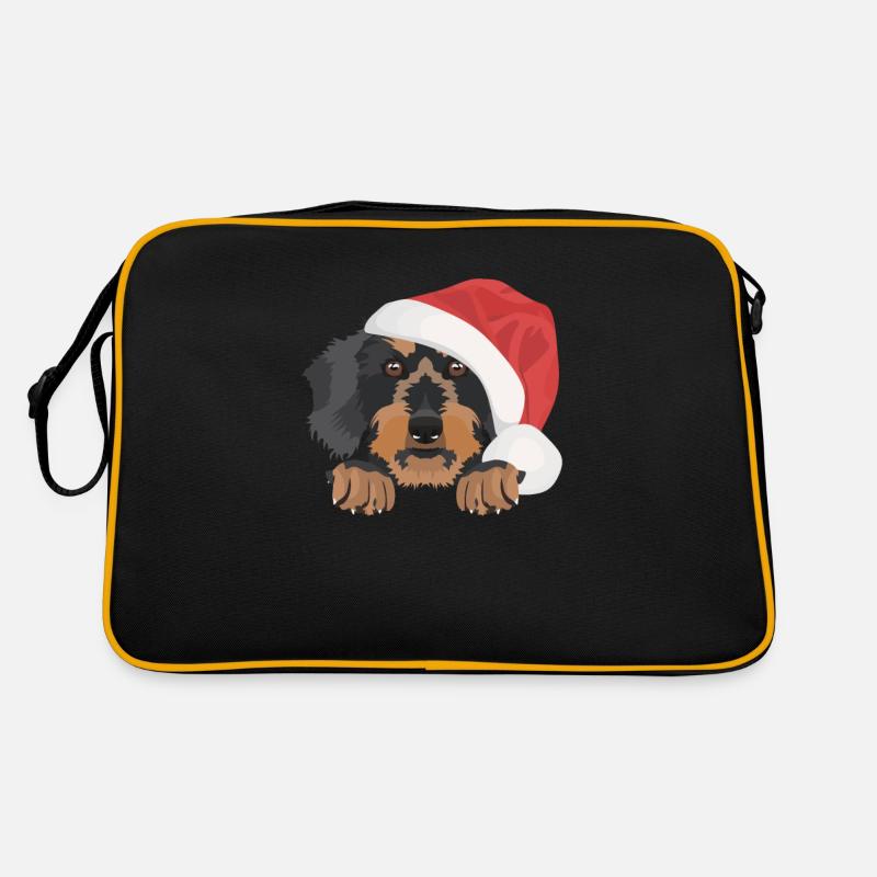 Teckel à poil dur Joyeux Noël Sac Retro