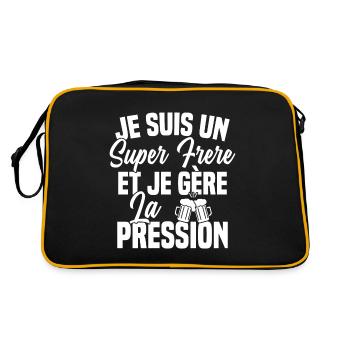 Super Frere Biere Humour Alcool - Sac Retro - noir/or - Dos