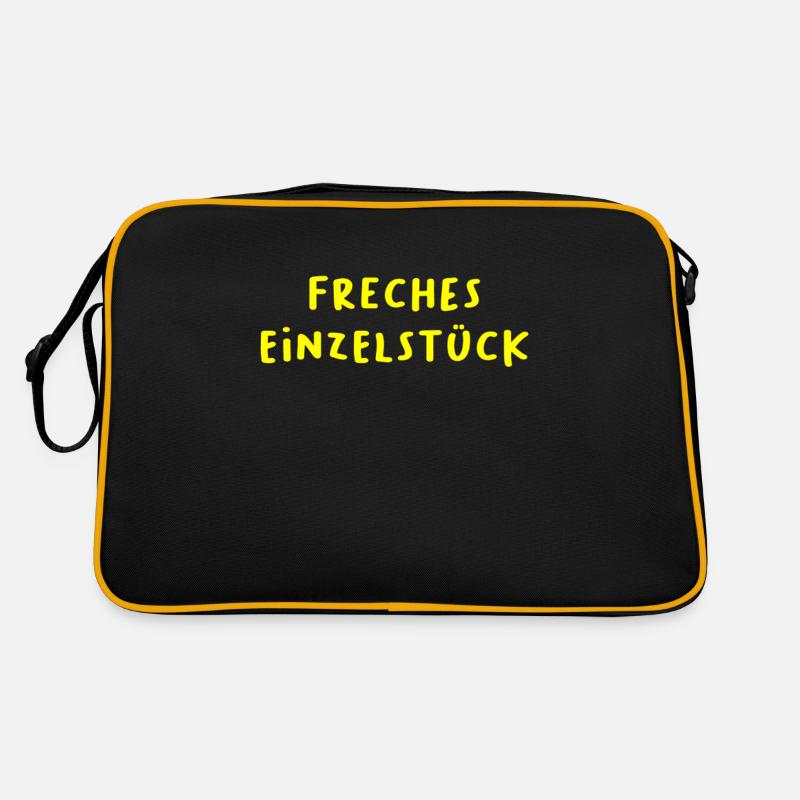 Freches Einzelstück Freches Einzelkind Freches... - Retro Tasche - Schwarz/Gold