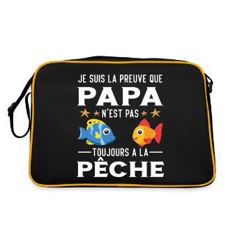Papa Pêche Pêcheur Bébé Nourrisson Naissance - Sac Retro - noir/or - Dos