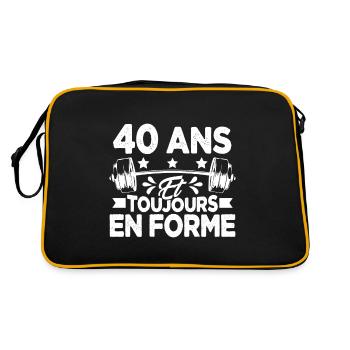 40 Ans et Toujours En Forme Gym Sport Muscu Cadeau - Sac Retro - noir/or - Dos
