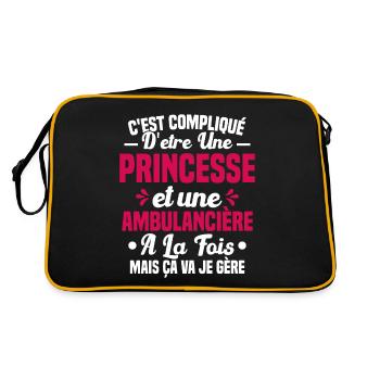Princesse et Ambulancière Cadeau Humour - Sac Retro - noir/or - Dos