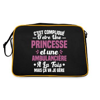 Princesse et Ambulancière Cadeau Humour - Sac Retro - noir/or - Dos