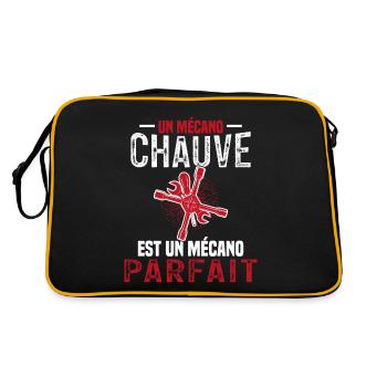 Un Mécano Chauve Est Parfait Humour Garage - Sac Retro - noir/or - Dos