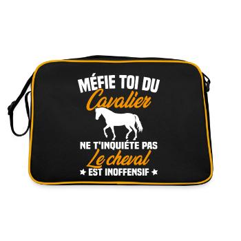 Drôle Cadeau Pour Un Cheval Et Un Cavalier - Sac Retro - noir/or - Dos