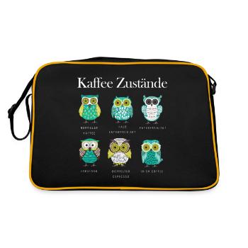 Kaffee Eulen Frauen Kaffeeliebhaber - Retro Tasche - Schwarz/Gold - Hinten