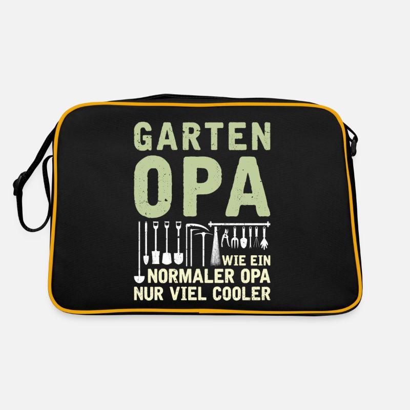 Lustiger Gärtner Spruch Garten Opa - Retro Tasche - Schwarz/Gold