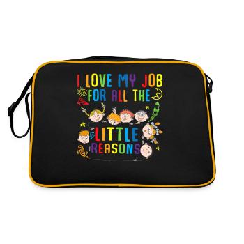 Kindergarten Lehrer Frauen Schule Unterricht - Retro Tasche - Schwarz/Gold - Hinten