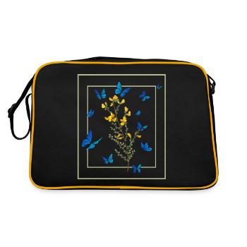 Jardin des femmes papillon bleu fleurs sauvages - Sac Retro - noir/or - Dos