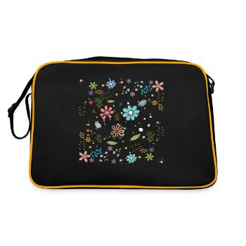 Fleurs mignonnes Femmes Fleurs sauvages colorées - Sac Retro - noir/or - Dos