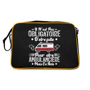 Folle Et Ambulancière Humour Cadeau - Sac Retro - noir/or - Dos